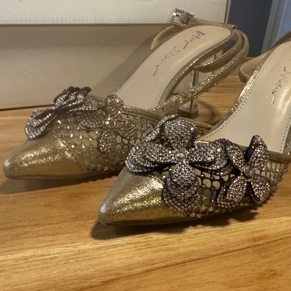 Betsey Johnson Gold Embellished Women's Heels - Picture 2 of 9